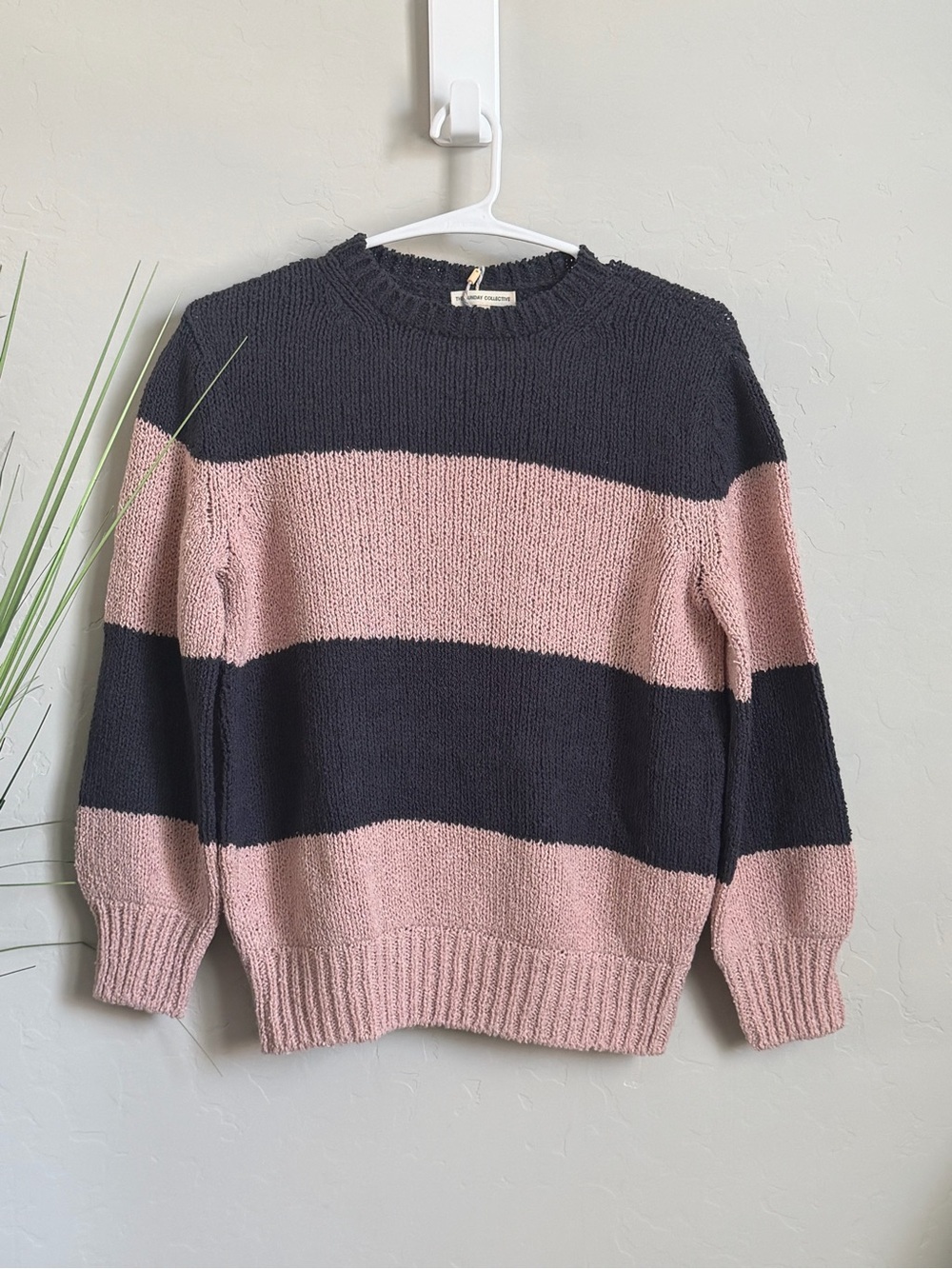 The Sunday Collective 100% Cotton Color Block Sweater Pink Gray 8Y NWT Peru